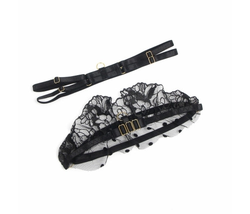 SUBBLIME 957490 Black Lace Bra and Garter Set L/XL - Elegant Design