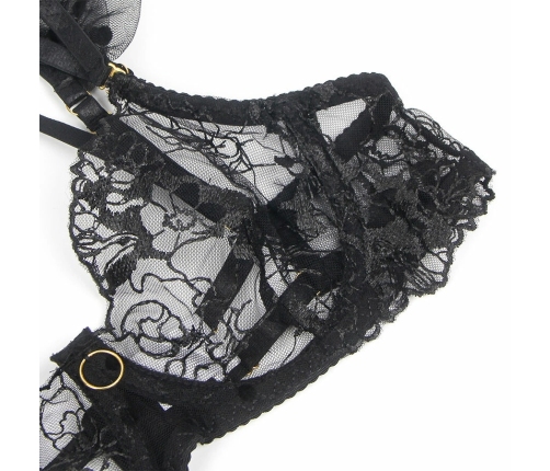SUBBLIME 957490 Black Lace Bra and Garter Set L/XL - Elegant Design