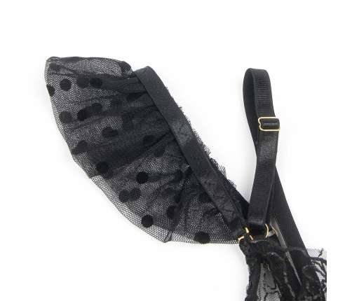 SUBBLIME 957490 Black Lace Bra and Garter Set L/XL - Elegant Design