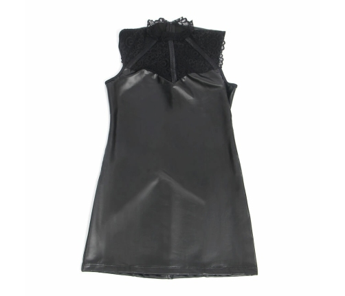 SUBBLIME 957544 Black Lace Collar PU Leather Dress S/M
