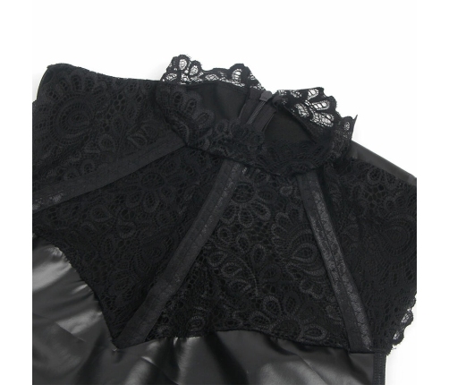 SUBBLIME - 957551 VESTIDO DE CUERO CON CUELLO DE ENCAJE NEGRO L/XL