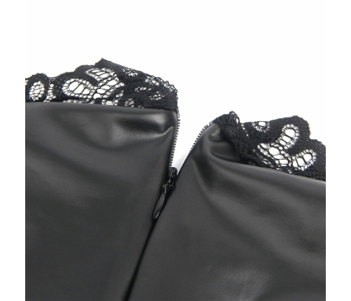 SUBBLIME - 957551 VESTIDO DE CUERO CON CUELLO DE ENCAJE NEGRO L/XL