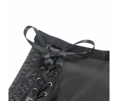 SUBBLIME 957582 PU Leather & Mesh Bra and Skirt Set Black S/M