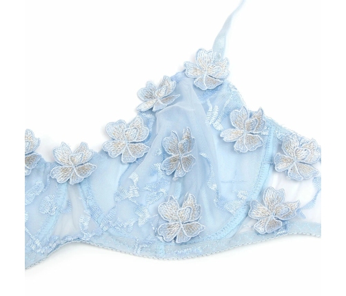SUBBLIME 957629 Sky Blue Embroidered Floral Bra and Panties Set S/M