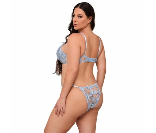 SUBBLIME 957636 Sky Blue Flower Embroidered Bra & Panties Set L/XL