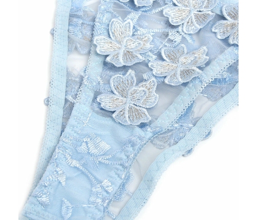 SUBBLIME 957636 Sky Blue Flower Embroidered Bra & Panties Set L/XL