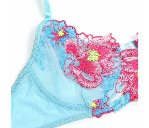 SUBBLIME - 957650 CONJUNTO SUJETADOR Y LIGUERO CON BORDADOS DE FLORES ROSAS L/XL