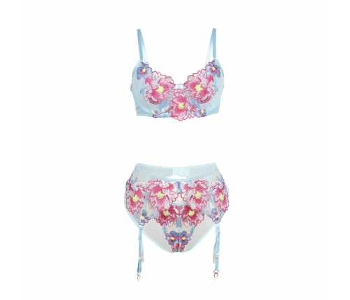 SUBBLIME - 957650 CONJUNTO SUJETADOR Y LIGUERO CON BORDADOS DE FLORES ROSAS L/XL