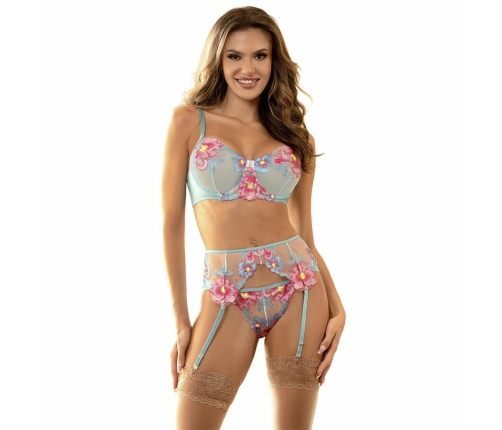 SUBBLIME - 957650 CONJUNTO SUJETADOR Y LIGUERO CON BORDADOS DE FLORES ROSAS L/XL