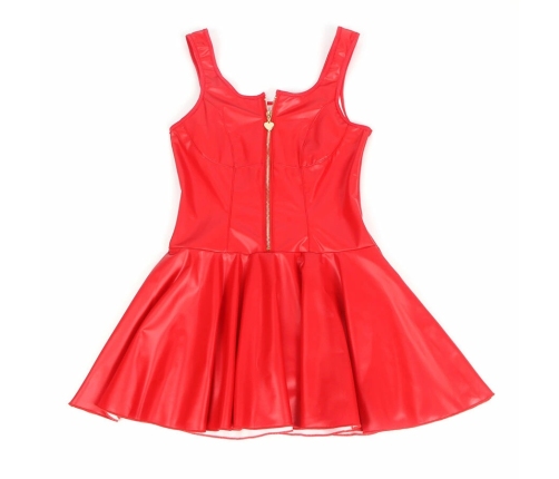 SUBBLIME Heart Zipper PU Leather Dress Red S/M - Wide Straps, Vinyl Finish