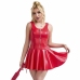 SUBBLIME Heart Zipper PU Leather Dress Red S/M - Wide Straps, Vinyl Finish
