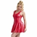 SUBBLIME Heart Zipper PU Leather Dress Red S/M - Wide Straps, Vinyl Finish