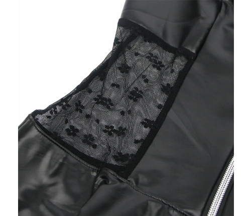 SUBBLIME - 957704 VESTIDO DE CUERO CON CREMALLERA Y ENCAJE NEGRO S/M