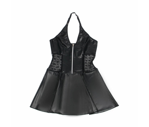 SUBBLIME - 957704 VESTIDO DE CUERO CON CREMALLERA Y ENCAJE NEGRO S/M