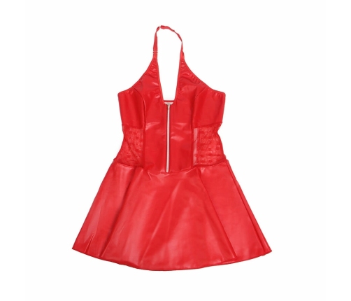 SUBBLIME 957735 Red Faux Leather & Lace Dress L/XL with Zipper Detail