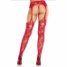 Leg Avenue Lace Fishnet Stockings with Integrated Garters Red, One Size