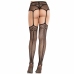 Leg Avenue Elegant Lace Stockings with Cross Motif & Garter Belt, Black