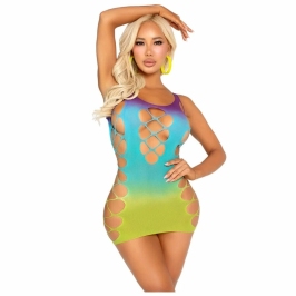 Leg Avenue Seamless Mini Dress Ocean Blue with Decorative Cutouts