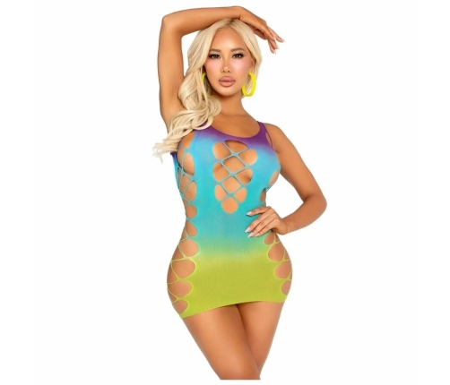 Leg Avenue Seamless Mini Dress Ocean Blue with Decorative Cutouts