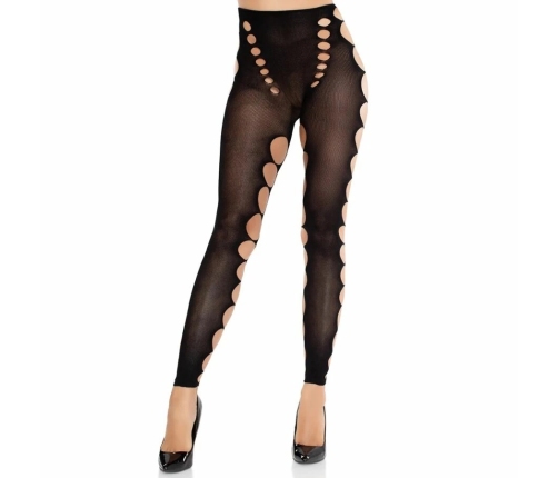 Leg Avenue Seamless Opaque Black Stockings with Foot Cutout, One Size