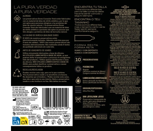 Durex Total Connection Ultra Fine Plus Latex-Free Nitrile Condoms 10pcs