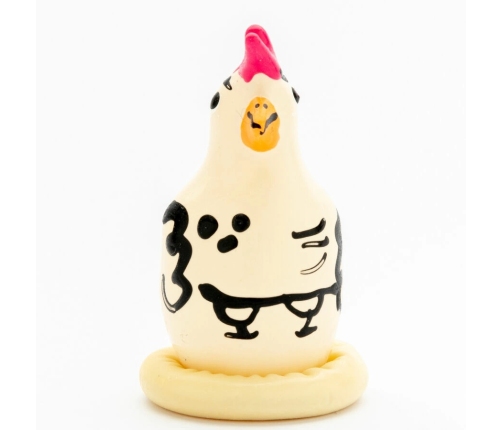 Condomerie Hand-Painted Decorative Condom Cocky Rooster Design
