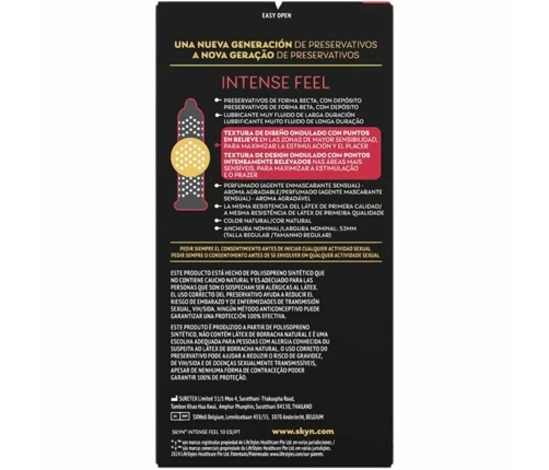 SKYN Intense Feel Polyisoprene Textured Condoms 10-Pack Wavy Design