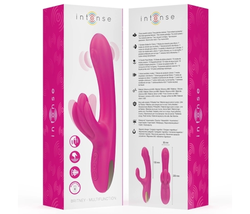 INTENSE Britney 3-Motor Dual-Action Vibrator 23cm Pink Medical Silicone