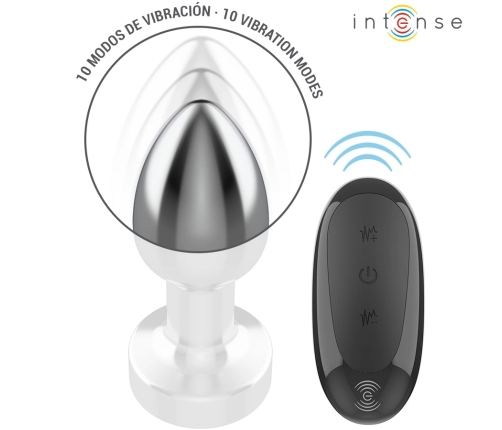 Intense S Metal Plug - 10-Mode Remote Vibrating, Waterproof, Silver