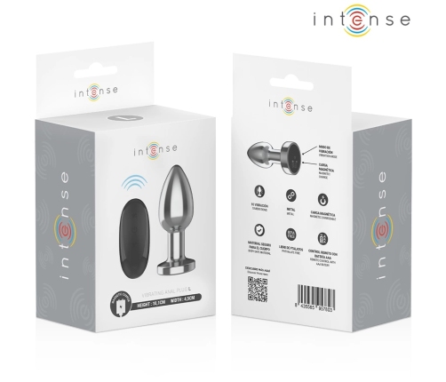 INTENSE Metal Plug L with Remote - 10 Vibration Modes, Waterproof, Silver