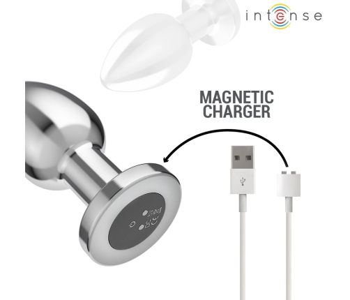 INTENSE Metal Plug L with Remote - 10 Vibration Modes, Waterproof, Silver