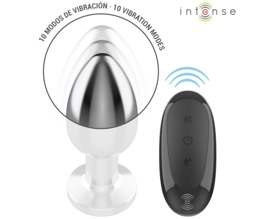 INTENSE Metal Plug L with Remote - 10 Vibration Modes, Waterproof, Silver