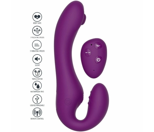 XOCOON 2-in-1 Strapless Remote Vibrator Purple Silicone Rechargeable