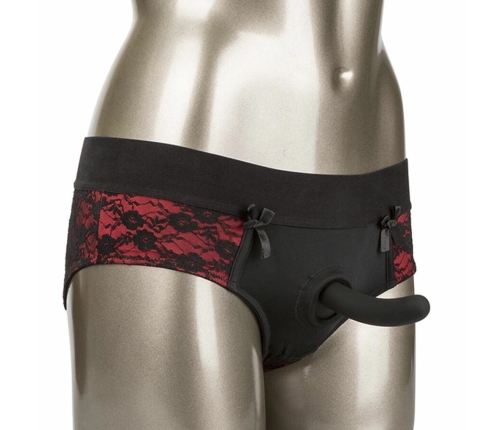 CalExotics Scandal S/M Crotchless Panty Set with Silicone Accessory Black