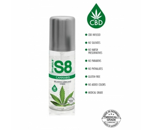 STIMUL8 S8 Cannabis Hybrid Intimate Lubricant 125 ml - Long-Lasting Formula