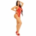 Leg Avenue Red Lace Cross Neck Bodysuit One Size - Elegant Stretch Design