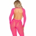 Leg Avenue Pink Open Back Bodystocking One Size - Stretch Mesh Design