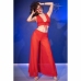 Chilirose CR 4857 Red Sheer Top & Wide-Leg Pants Set Size S