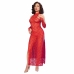 Chilirose CR 4853 Elegant Red Lace Long Dress & Gloves Set L/XL