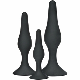 ToyJoy Curvy Companions 3-Piece Anal Plug Set Black Silicone Ergonomic