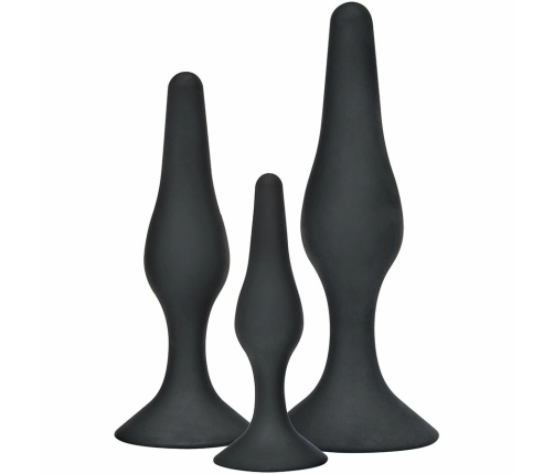 ToyJoy Curvy Companions 3-Piece Anal Plug Set Black Silicone Ergonomic