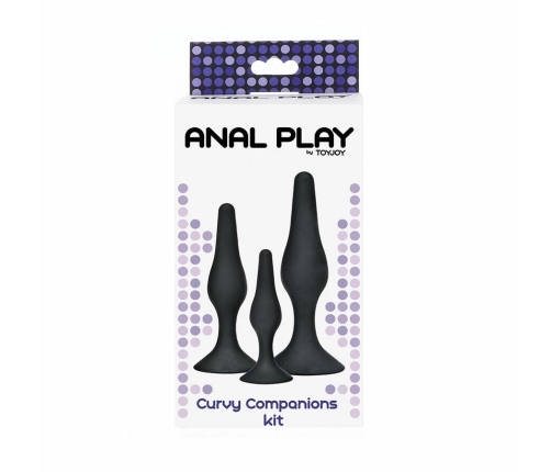 ToyJoy Curvy Companions 3-Piece Anal Plug Set Black Silicone Ergonomic