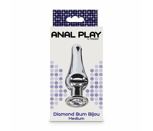 ToyJoy Diamond Bum Bijou Medium Aluminum Plug with Silver Accent 11cm