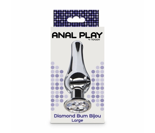 ToyJoy Diamond Bum Bijou Large - Aluminium Plug with Silver Gem, 13 cm
