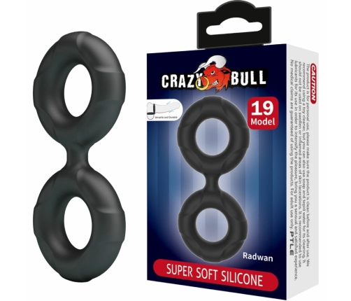 Crazy Bull Radwan Model 19 Double Silicone Adjustable Ring, Black
