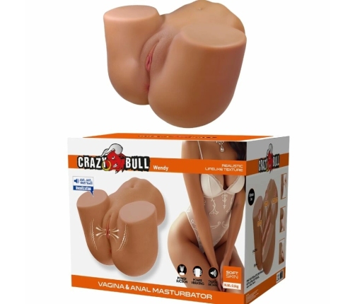 CRAZY BULL - WENDY TRASERO FEMENINO REALISTA VIBRADOR & SUCCIONADOR CON SONIDO 11 KG