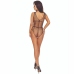 PASSION BS114 Black Grid Bodystocking - Elegant Open Design, One Size