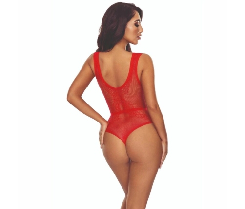 PASSION BS115 Bodystocking Grid Red - Refined Openwork Lingerie, Size Range XS-L