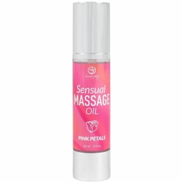 Secret Play Pink Petals Massage Oil 50ml - Rose Aroma, Airless Pump