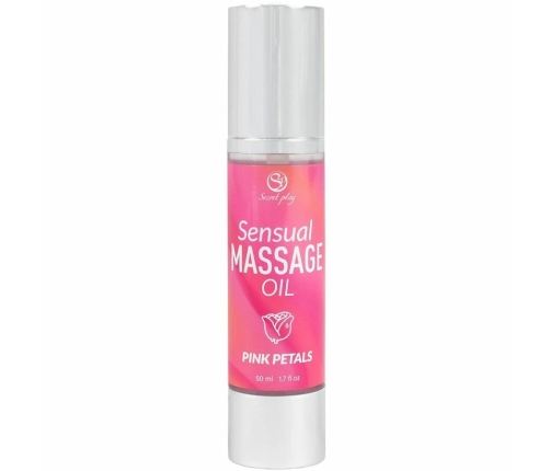 Secret Play Pink Petals Massage Oil 50ml - Rose Aroma, Airless Pump
